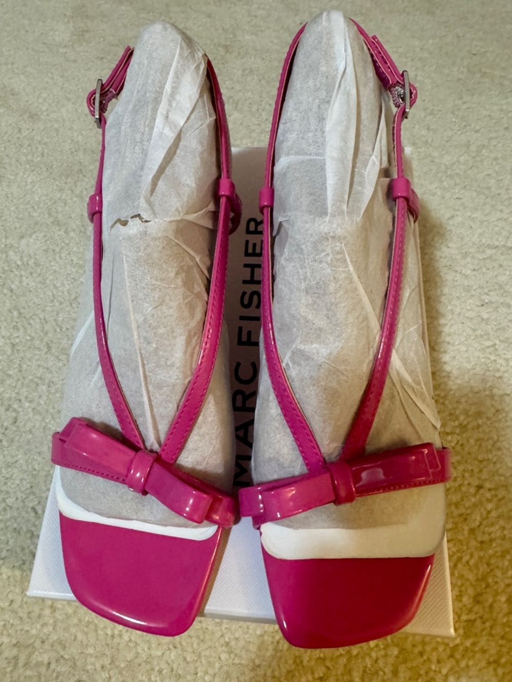New! Marc Fisher Hot Pink Patent Leather Dress Sandals Size 9.5
